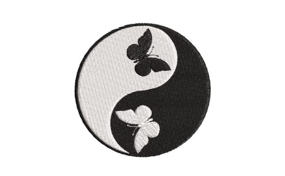 Yin-Yang Symbol with Butterflies